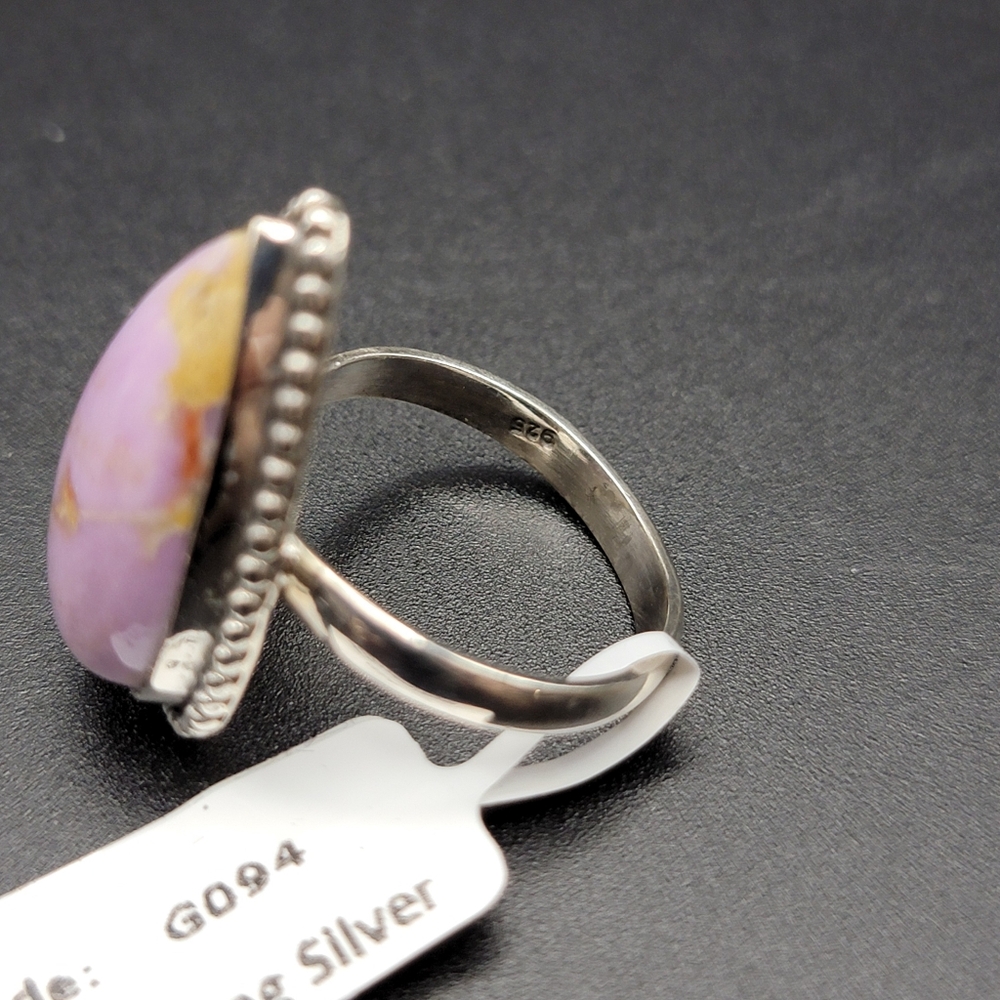 NEW Phosphosiderite Sterling Silver Ring Size  7 Pear Shape Purple Gemstone Boho - Picture 9 of 11